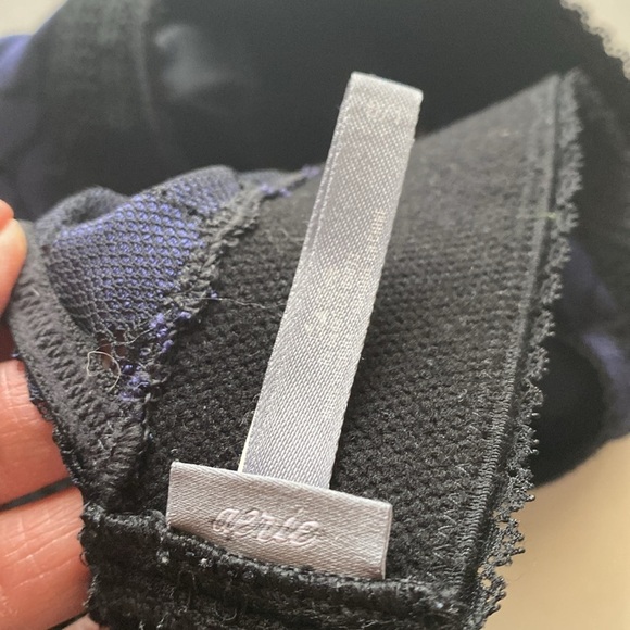 Aerie Lace Bralette Womens L Purple/Black unlined pull over Deep V Dark Romantic - Picture 5 of 8